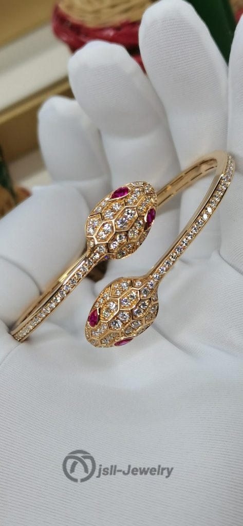 Jsll-Jewelry | 18-karat rose gold with diamonds, double-headed snake bracelet