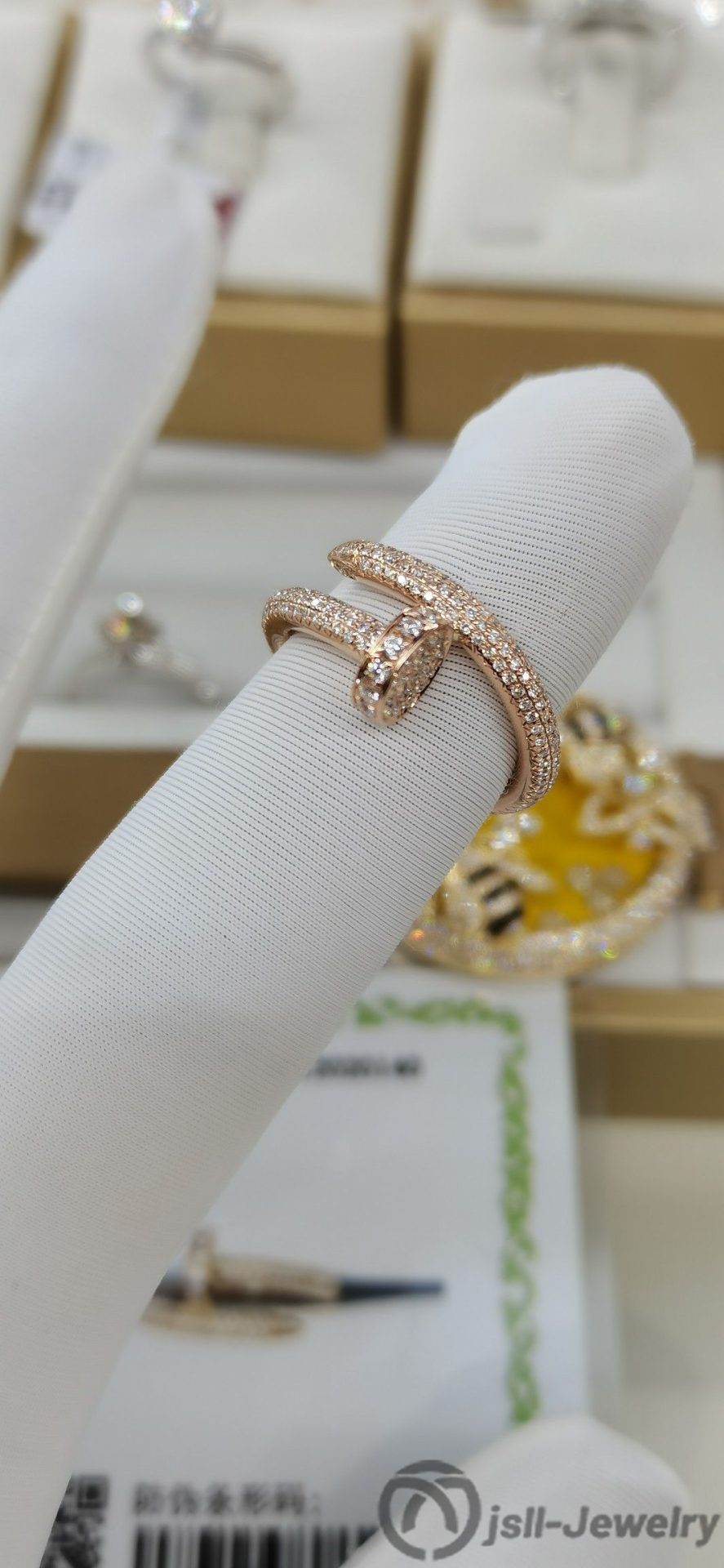 Jsll-Jewelry | 18-karat rose gold diamond  iron nails ring