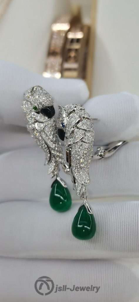 Jsll-Jewelry | 18K white gold with diamonds, precious stones, deluxe parrot ear pat