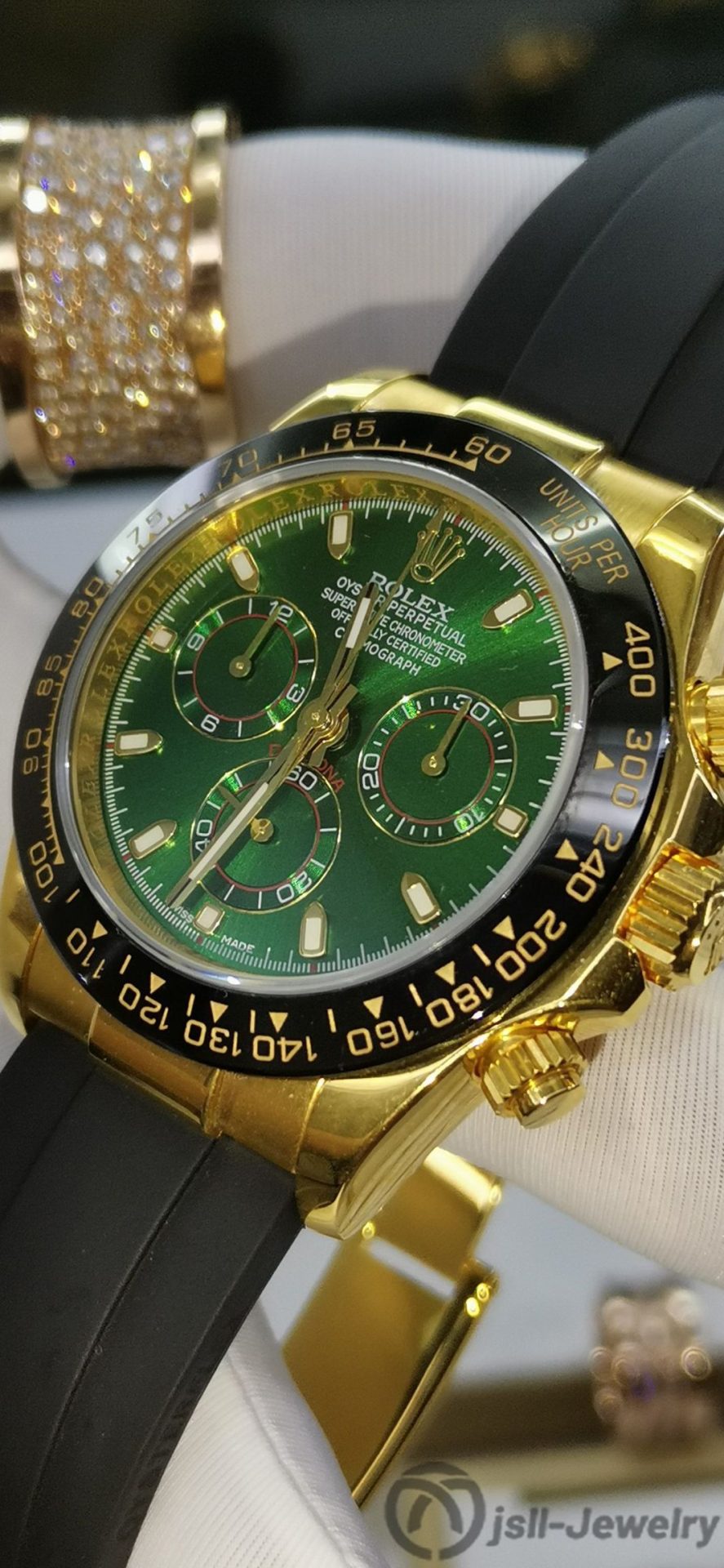 Jsll-Jewelry | Green Face Ditona Gold Watch (gold plated)