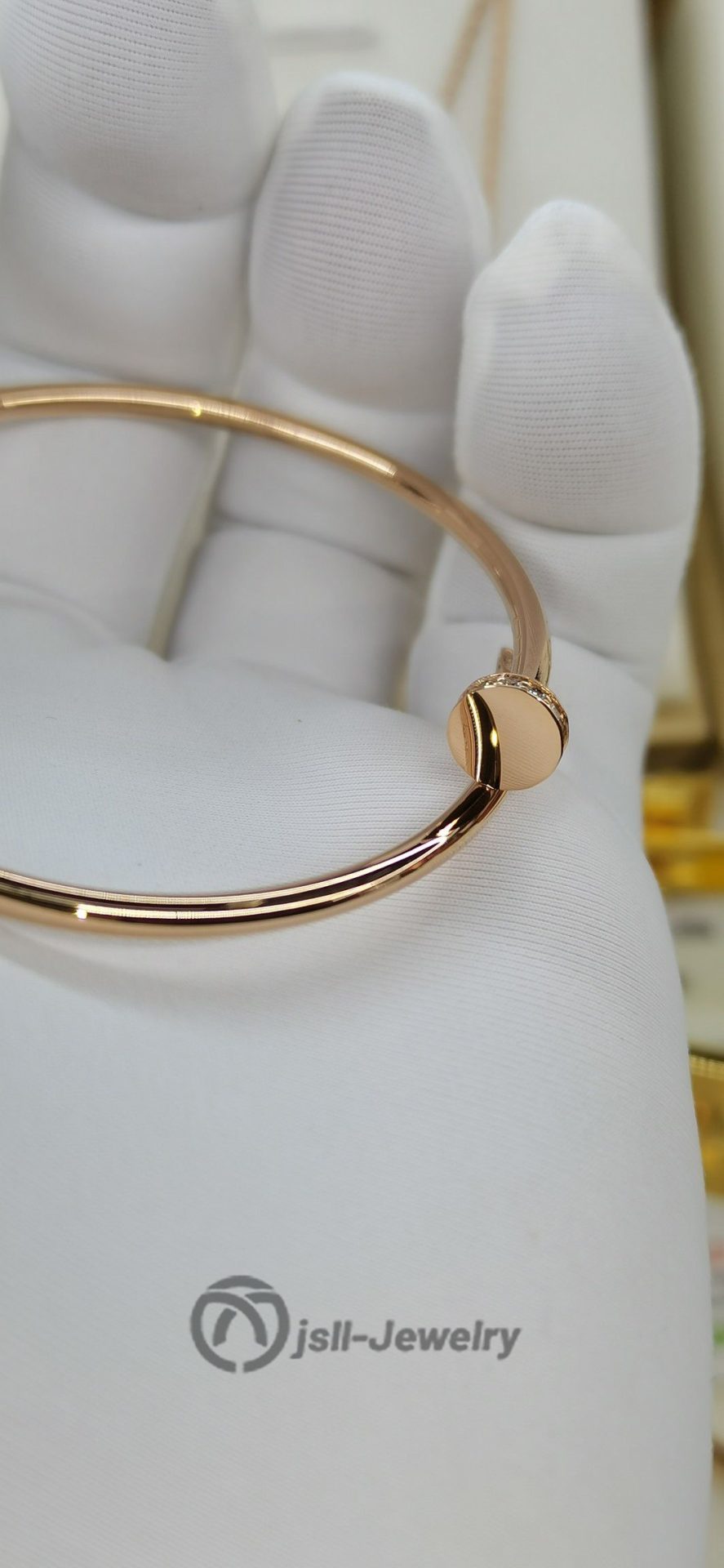 Jsll-Jewelry | 18K rose gold set with diamonds, light version iron nail bracelet