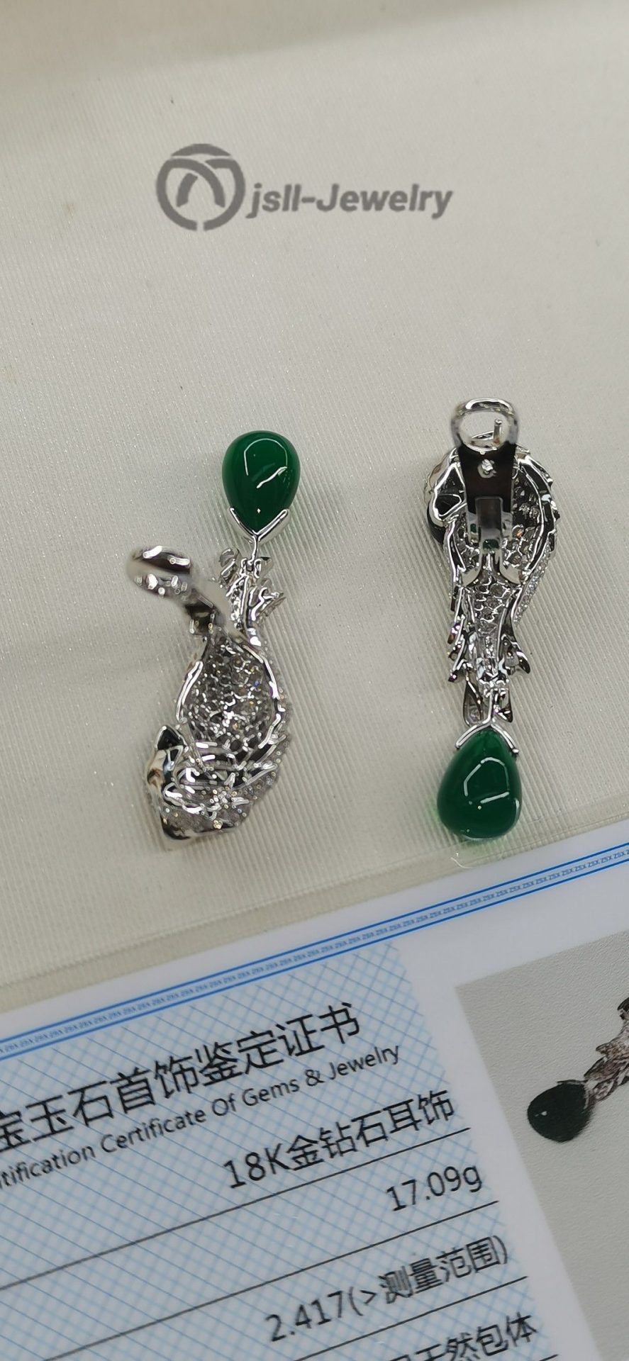 Jsll-Jewelry | 18K white gold with diamonds, precious stones, deluxe parrot ear pat