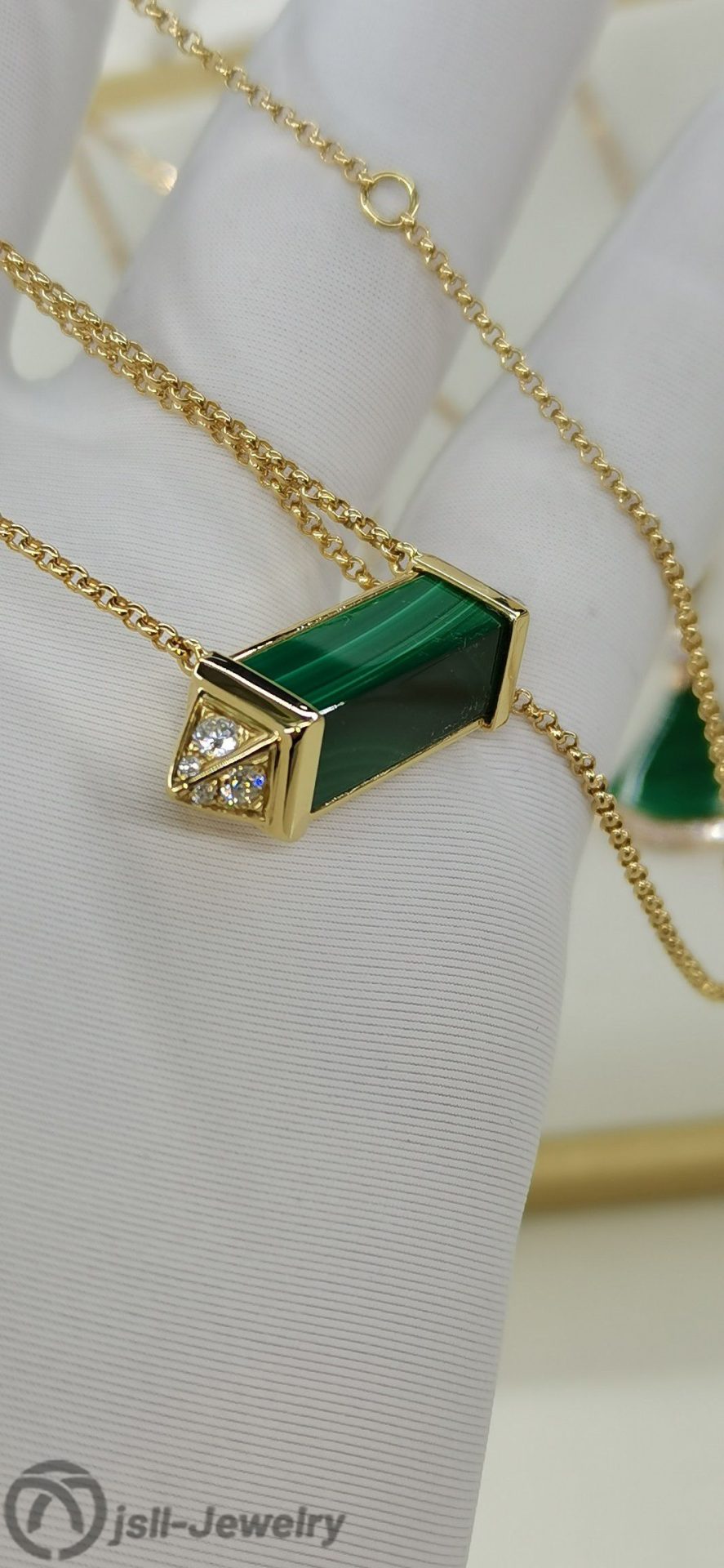 Jsll-Jewelry | 18k gold, diamond set, turquoise necklace