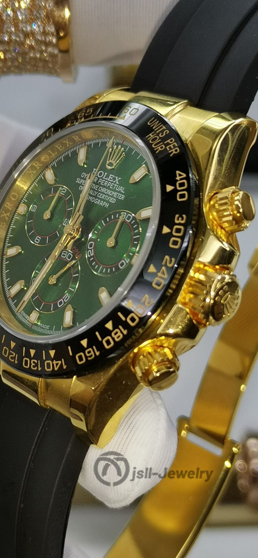 Jsll-Jewelry | Green Face Ditona Gold Watch (gold plated)