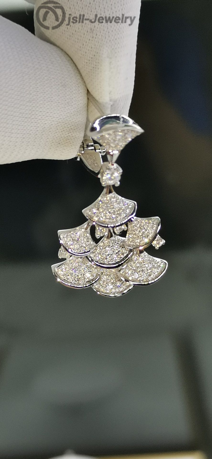 Jsll-Jewelry | 18K white gold inlaid with diamond luxurious flower ear pat