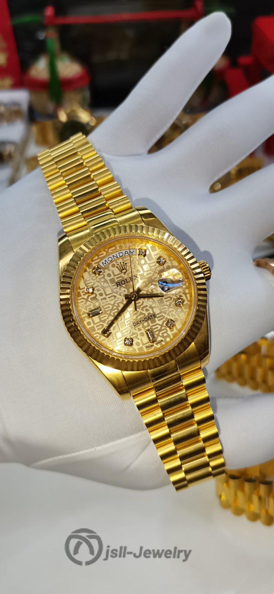 Jsll-Jewelry | Classic masterpiece: Weekly log type gold Watch (gold plated)