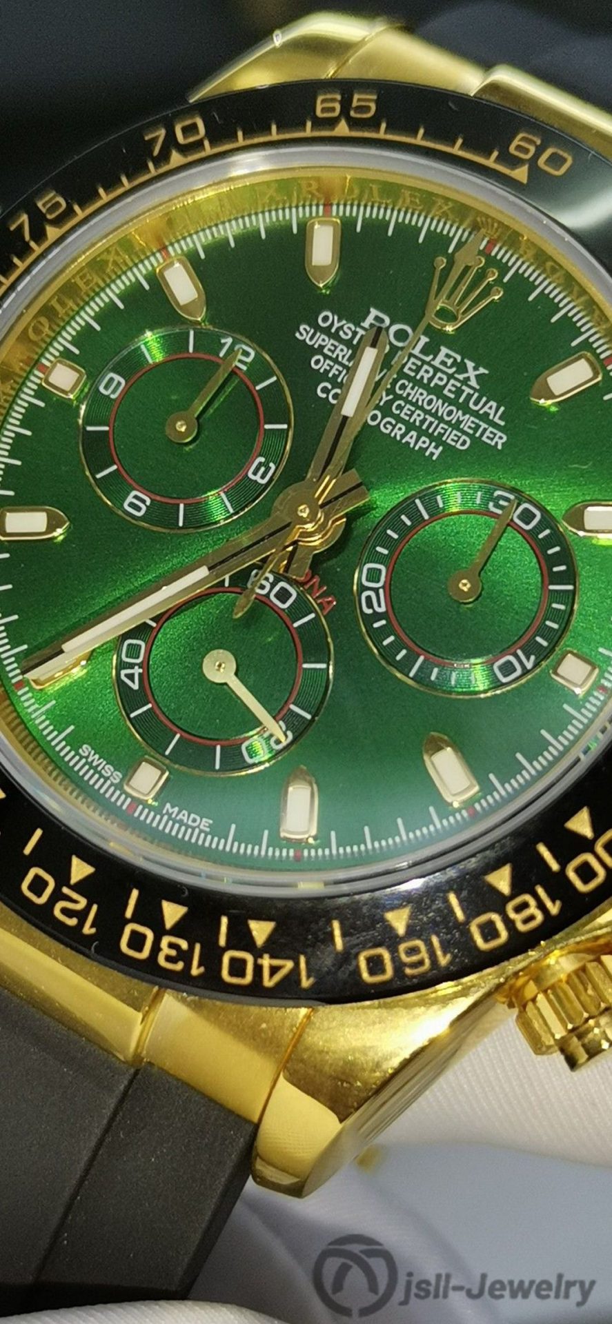 Jsll-Jewelry | Green Face Ditona Gold Watch (gold plated)