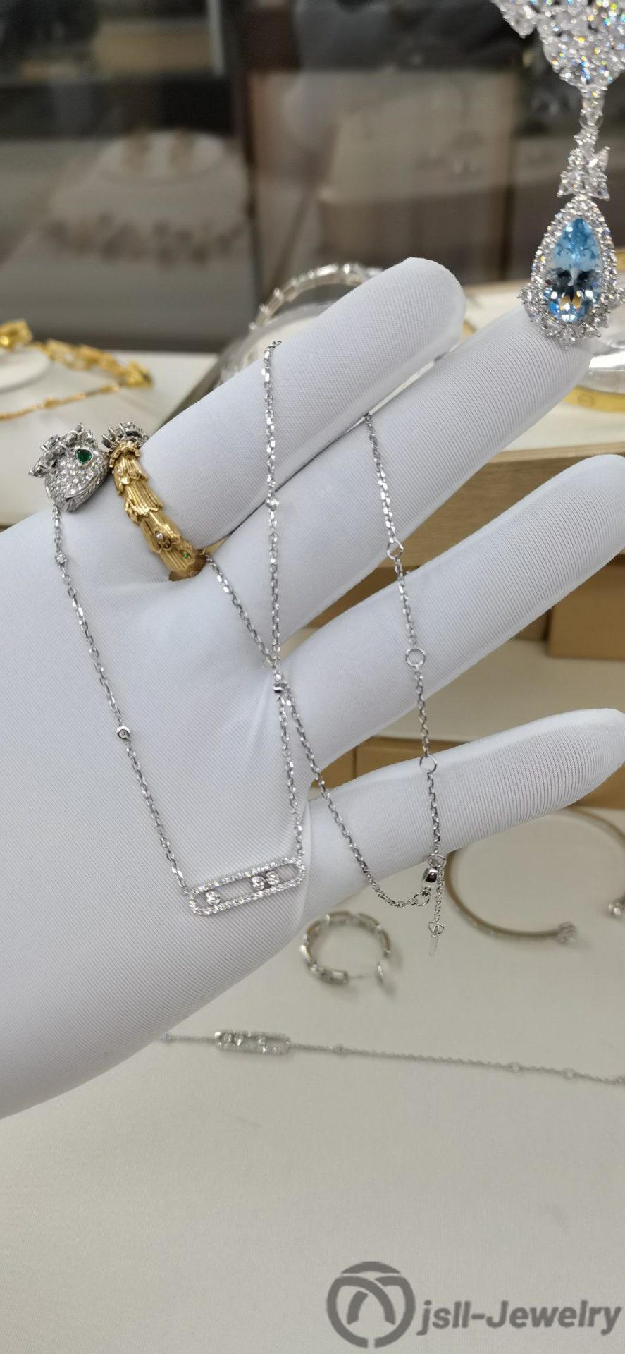 Jsll-Jewelry | 18K white gold with diamonds necklace