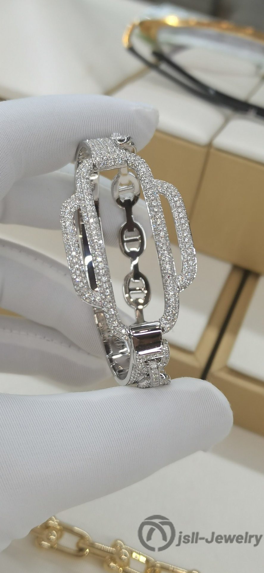 Jsll-Jewelry | 18K white gold and diamond encrusted luxury combination bracelet