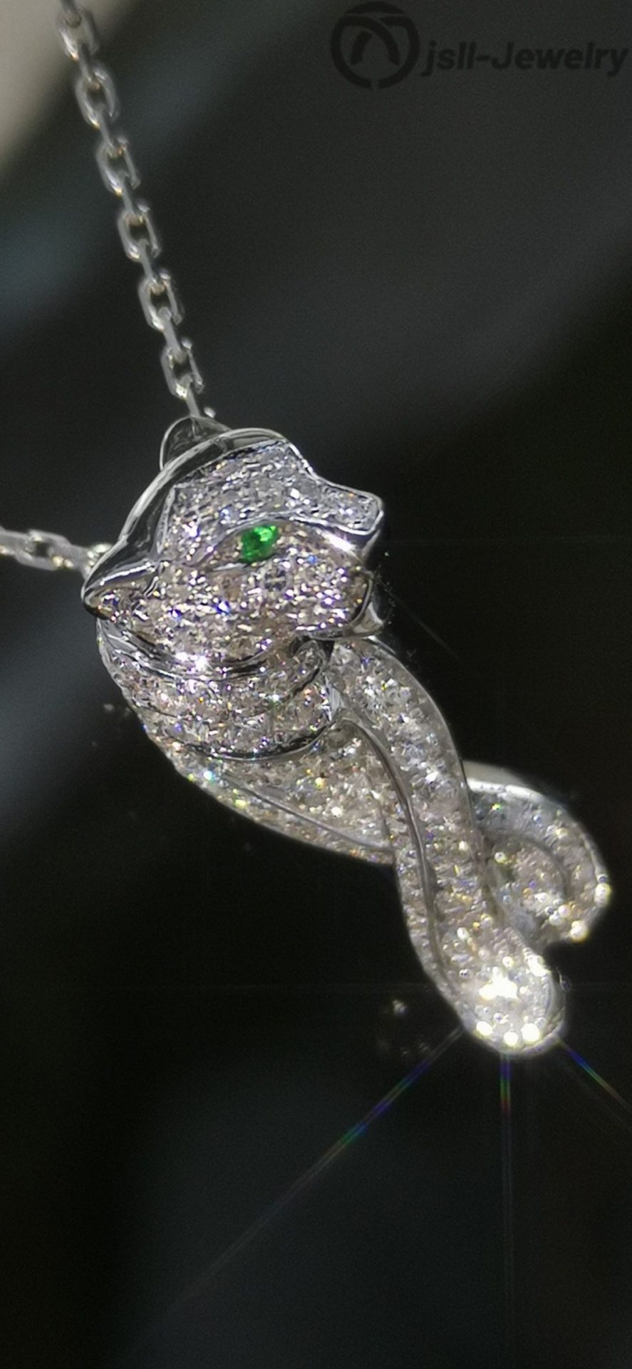 Jsll-Jewelry | 18K white gold Full Star leopard head pendant