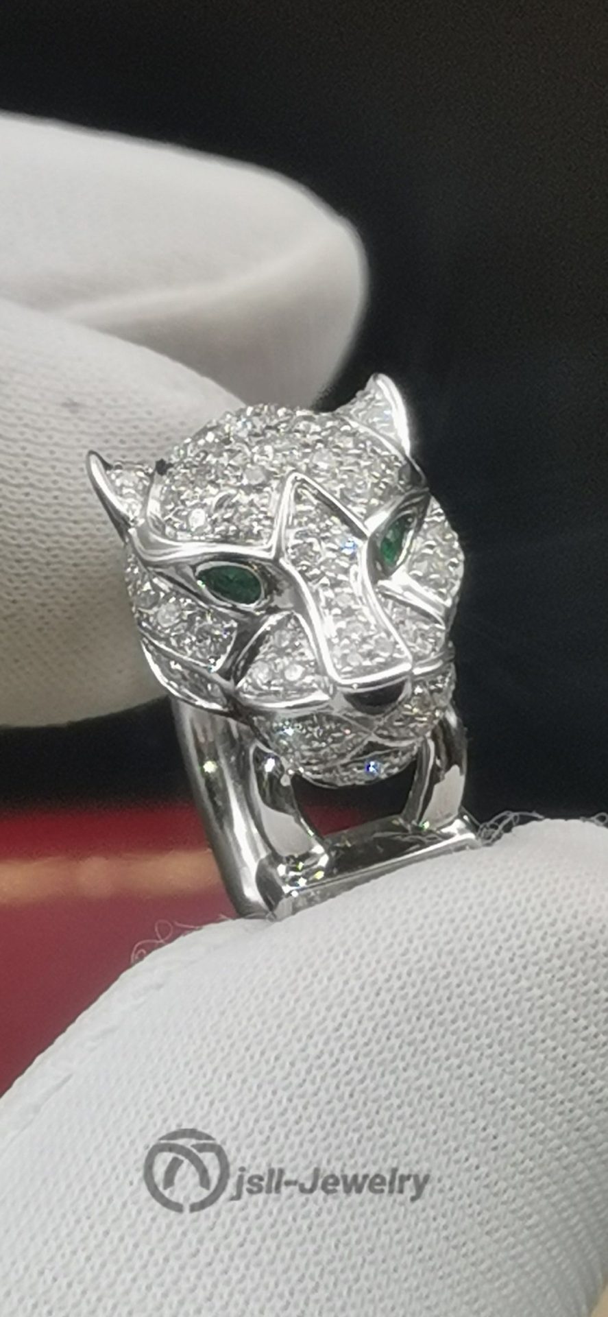 Jsll-Jewelry | Leopard head ring in 18K white gold