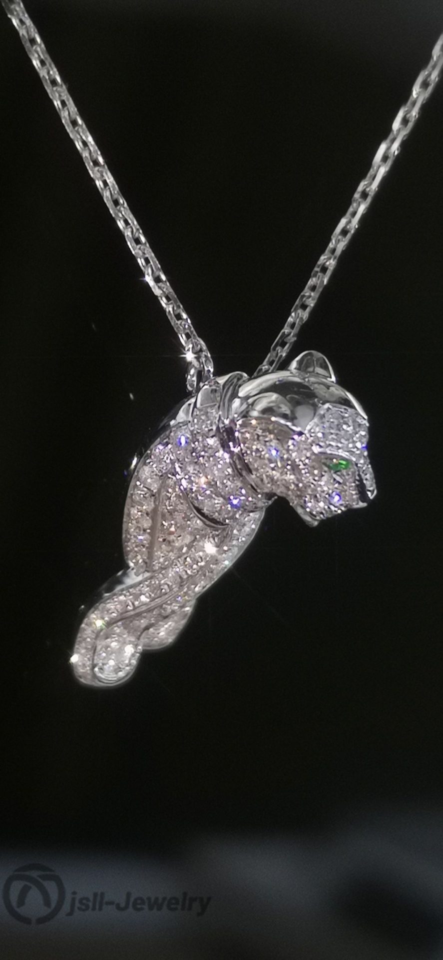 Jsll-Jewelry | 18K white gold Full Star leopard head pendant