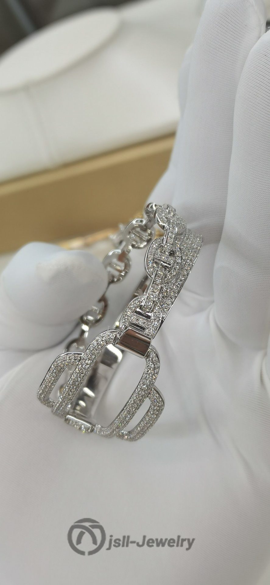 Jsll-Jewelry | 18K white gold and diamond encrusted luxury combination bracelet