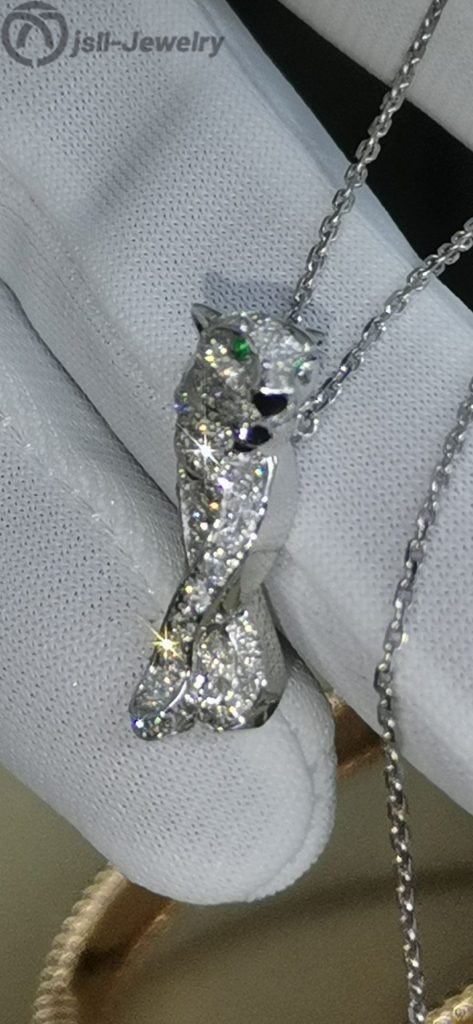 Jsll-Jewelry | 18K white gold Full Star leopard head pendant