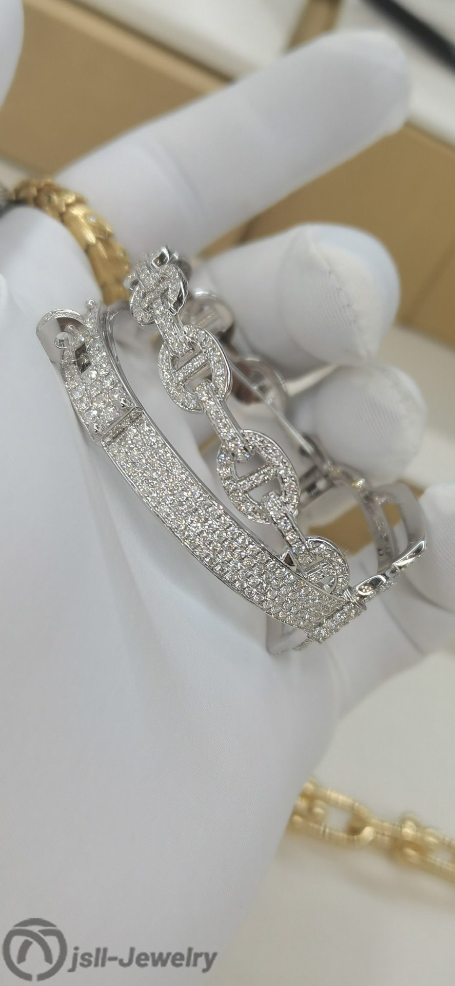 Jsll-Jewelry | 18K white gold and diamond encrusted luxury combination bracelet