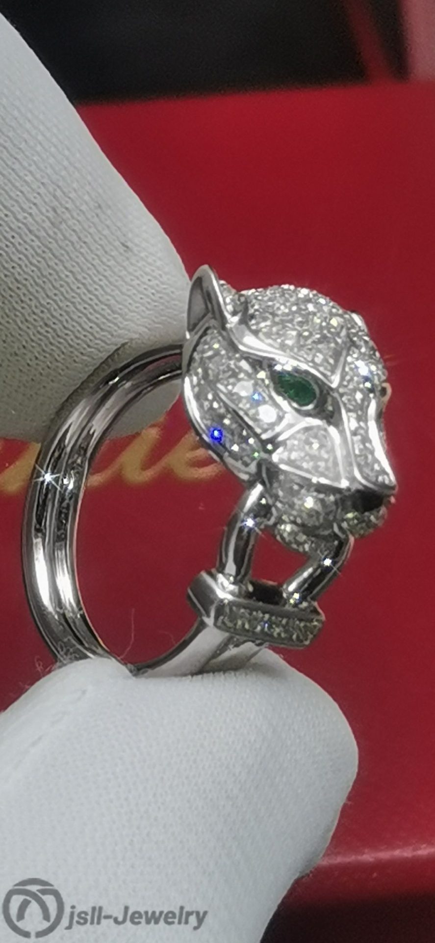 Jsll-Jewelry | Leopard head ring in 18K white gold