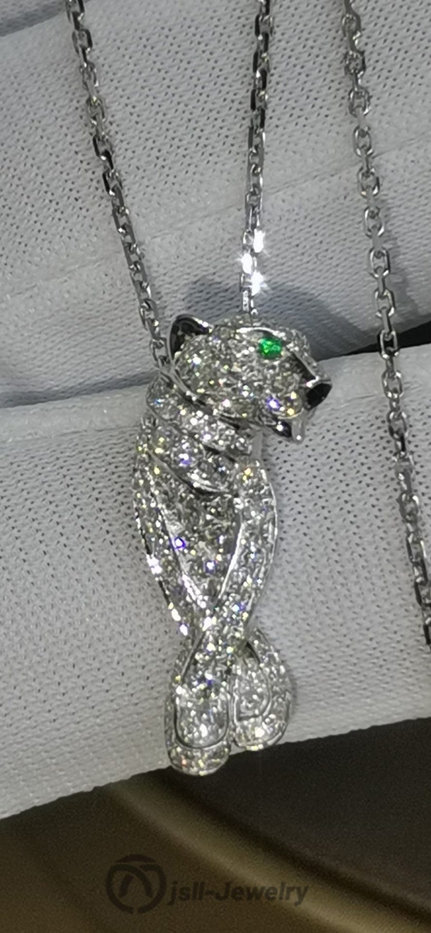 Jsll-Jewelry | 18K white gold Full Star leopard head pendant