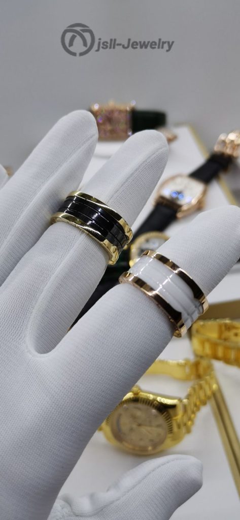 Jsll-Jewelry | Black and white ceramics;  Gold, rose gold, classic ceramic rings