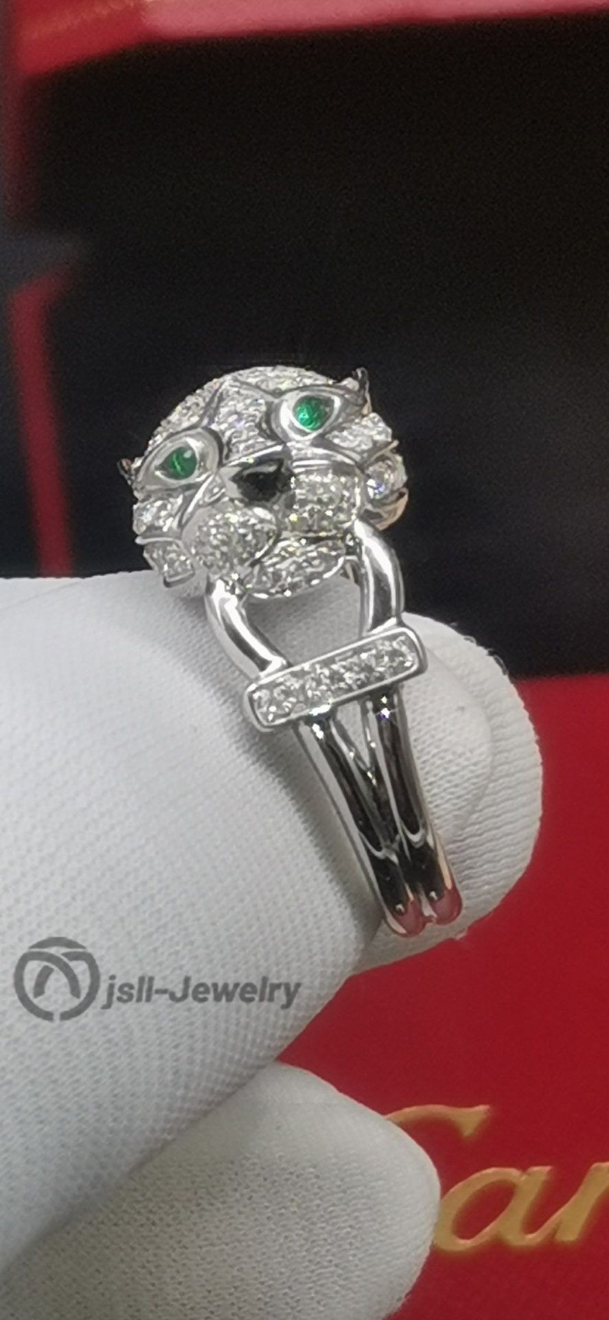 Jsll-Jewelry | Leopard head ring in 18K white gold