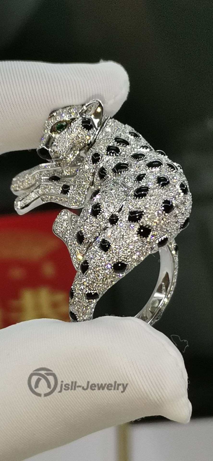 Jsll-Jewelry | Leopard-head luxury 18K white gold ring with diamonds