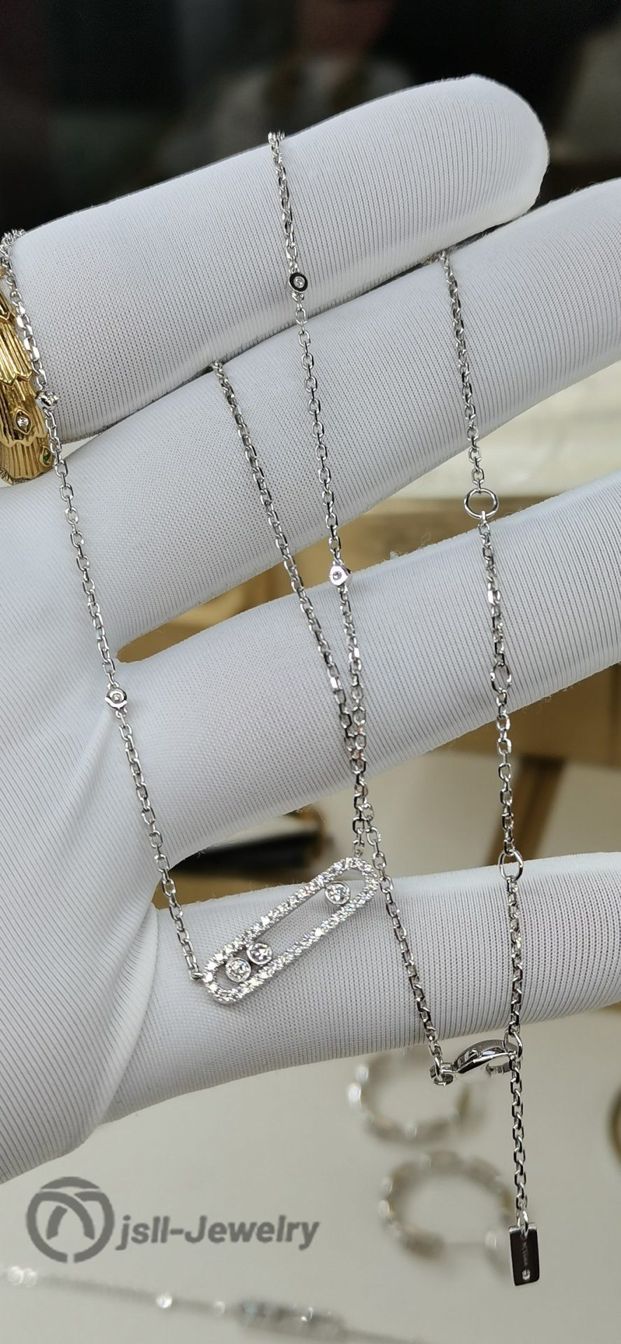 Jsll-Jewelry | 18K white gold with diamonds necklace