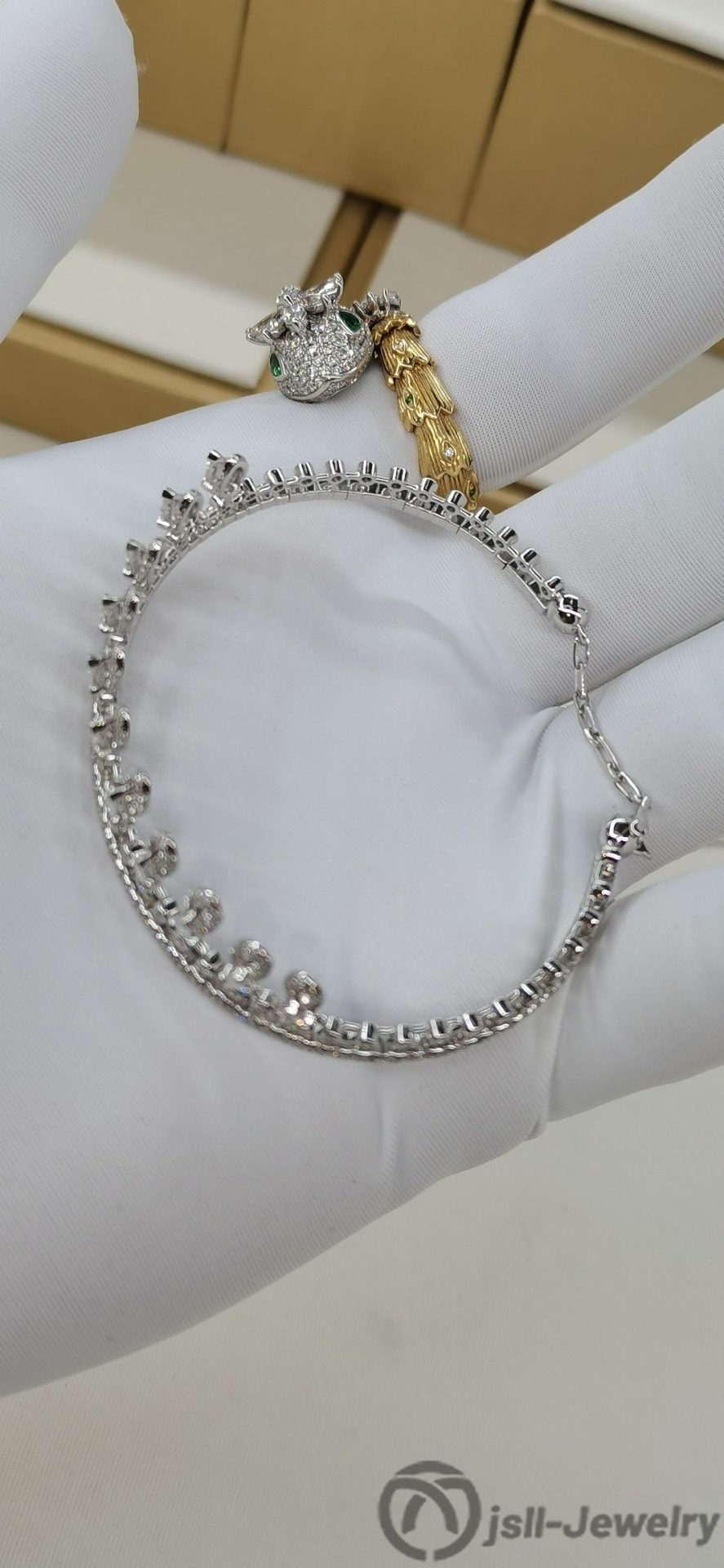 Jsll-Jewelry | 18K white gold with diamonds,water drop diamond bracelet