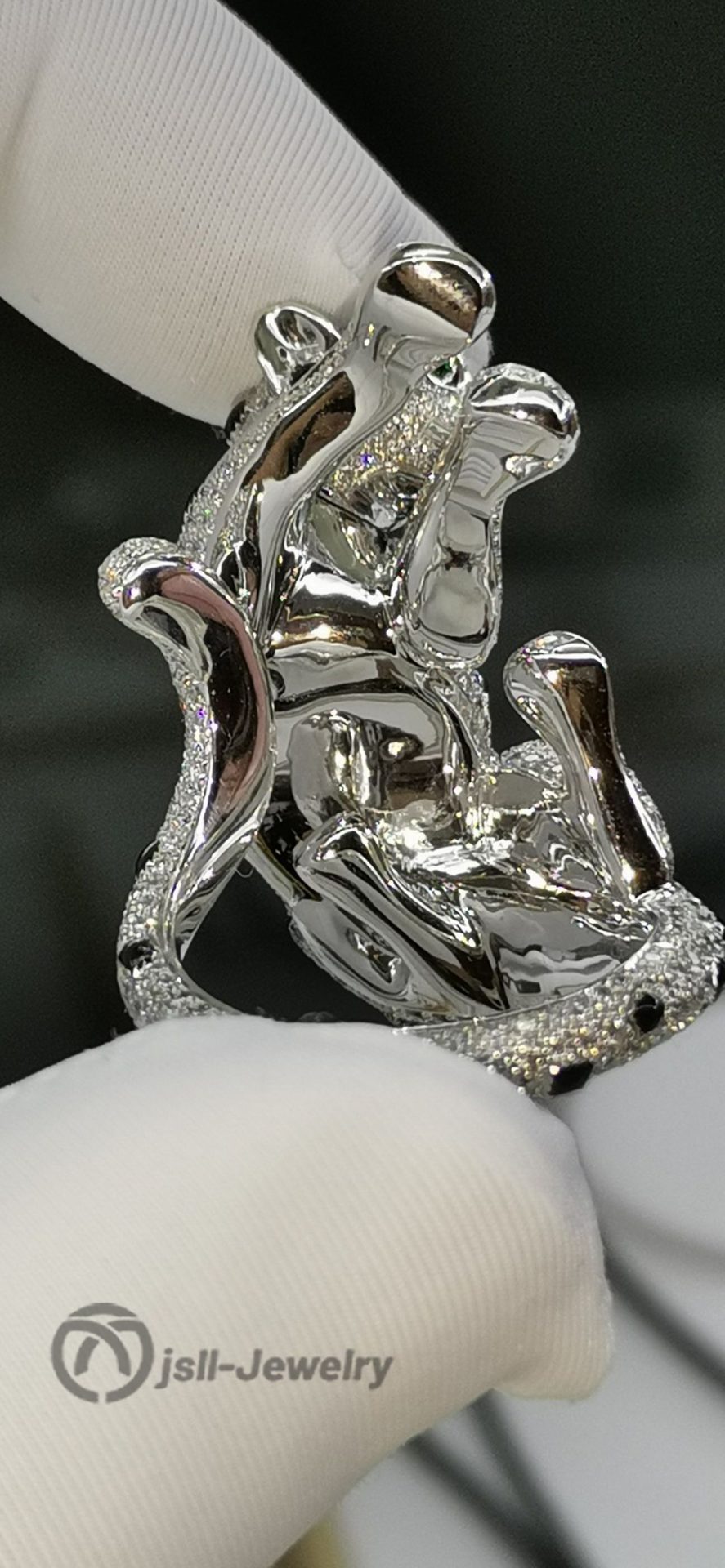 Jsll-Jewelry | Leopard-head luxury 18K white gold ring with diamonds